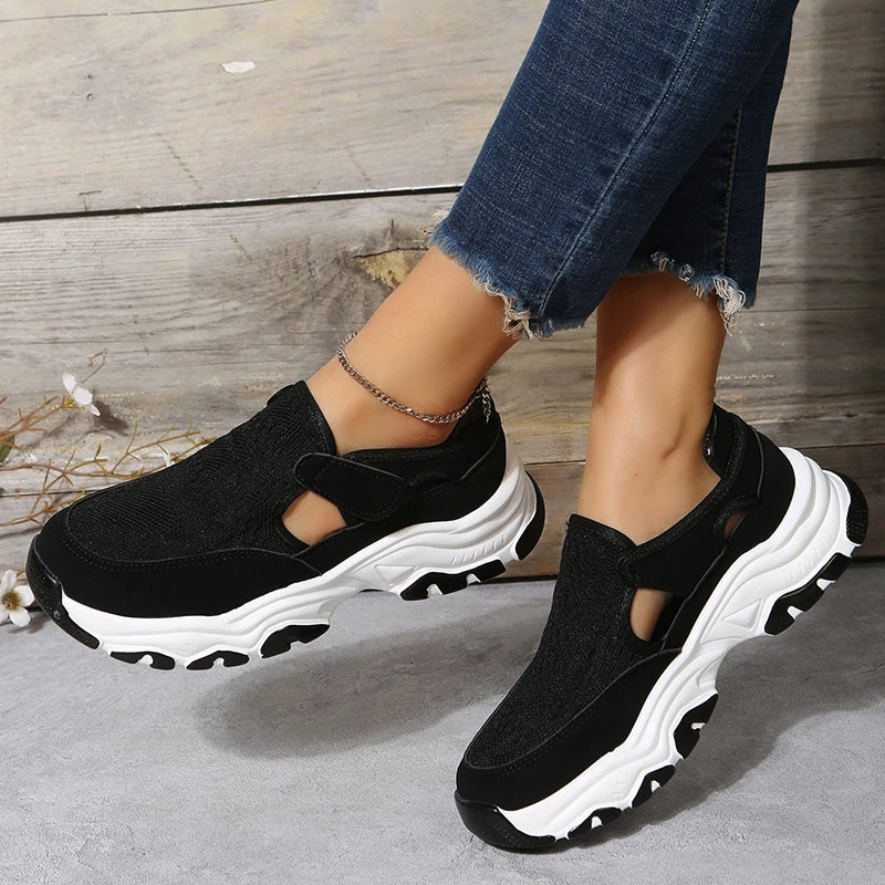 Stylish mesh sports shoes for women in various vibrant colours, featuring a breathable mesh upper and suede detailing for comfortable outdoor wear