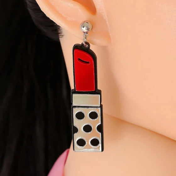 Stylish red lipstick-inspired resin earrings with an eye-catching design that will make any Kiwi fashionista stand out