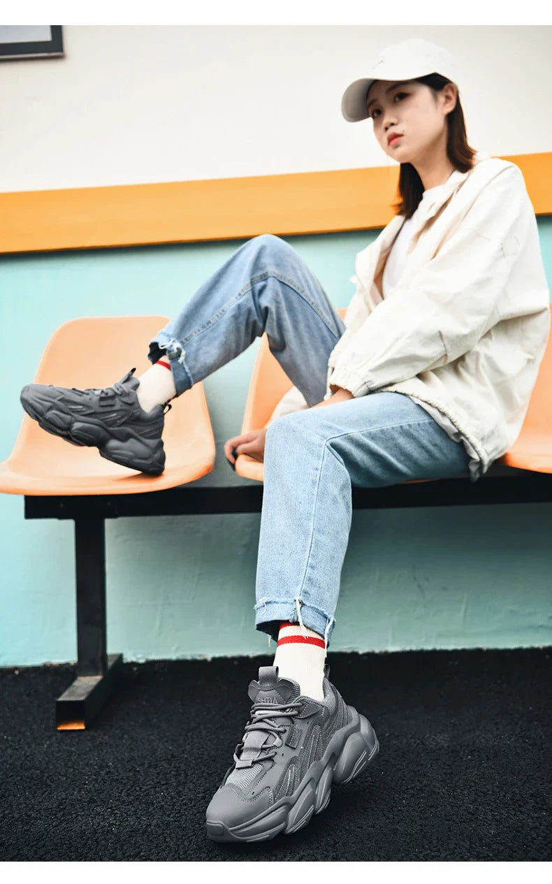 Trendha Casual Sneakers in white, black, and gray colors with a sleek, modern design and durable rubber sole for everyday Kiwi style and comfort.