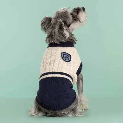 Cozy and stylish college-inspired pet sweater for small to medium-sized dogs in New Zealand