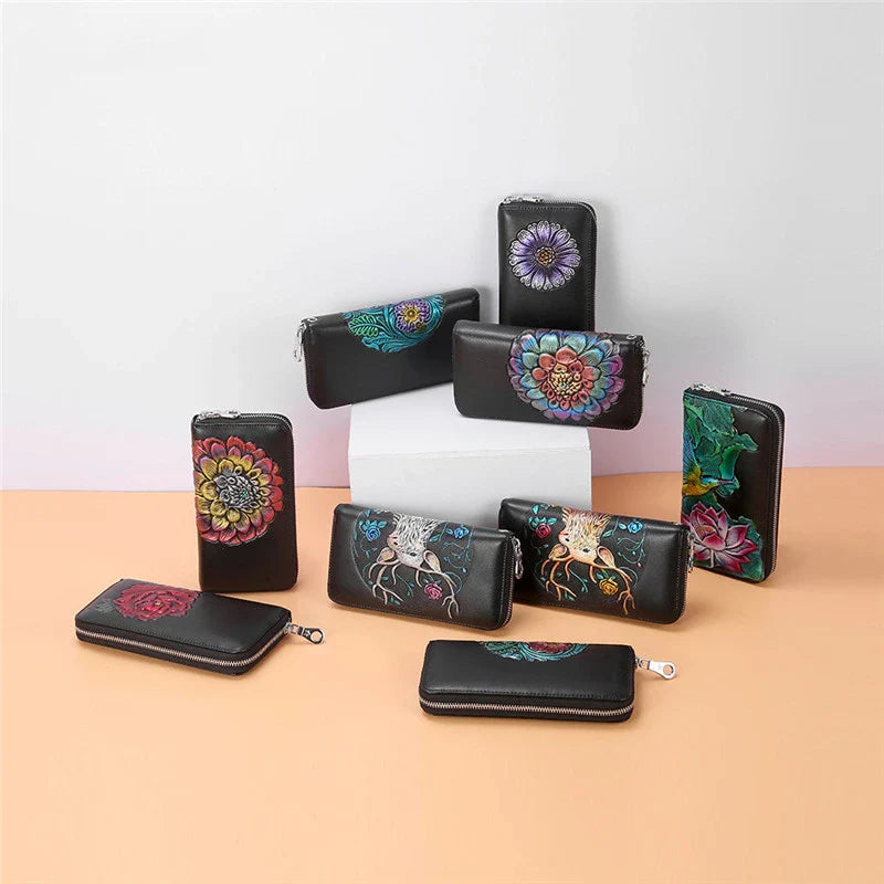 Premium bovine split leather wallet and passport holder with hidden compartments, security features, and stylish Korean-inspired design