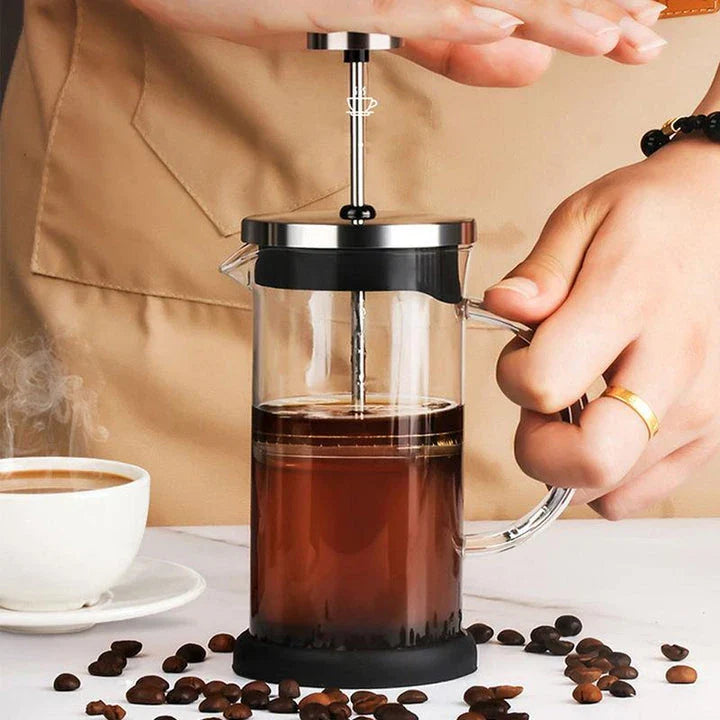 600ml Portable French Press Coffee Maker with Borosilicate Glass and Stainless Steel Construction