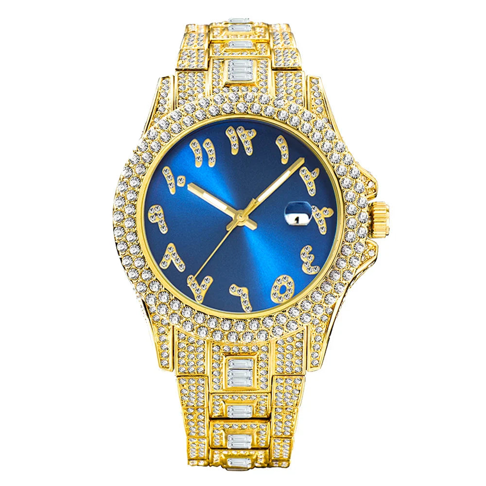 Elegant Kiwi-approved waterproof watch with diamond-encrusted dial and gold-plated strap
