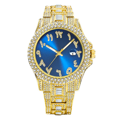 Elegant Kiwi-approved waterproof watch with diamond-encrusted dial and gold-plated strap