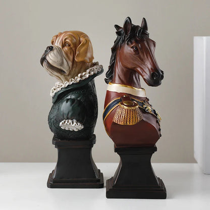 Stylish geometric ornaments in various Scandinavian-inspired designs, including white and colored bull terriers, dachshunds, human figurines, and animal-themed patterns