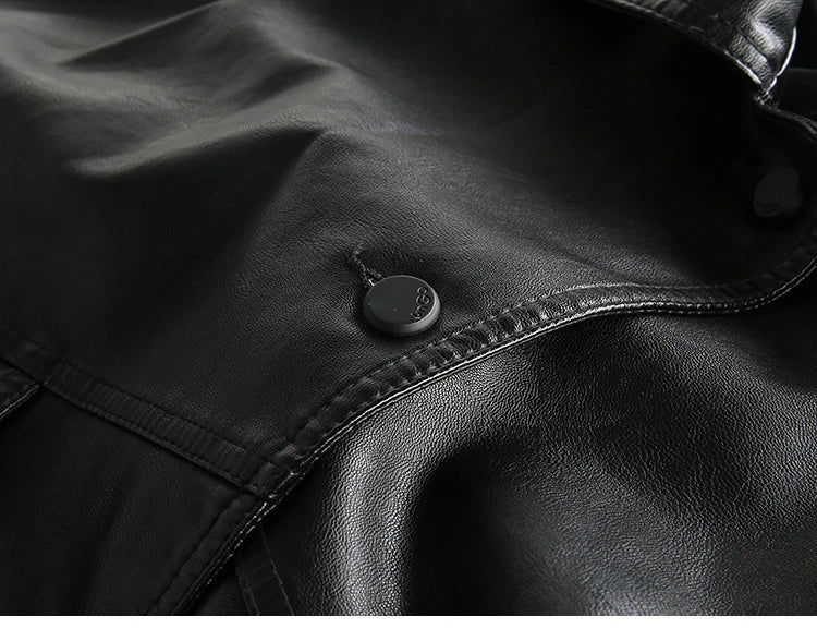 Stylish and relaxed leather jacket with plush velvet-like finish, perfect for modern street fashion in New Zealand