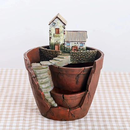 Charming Kiwi Farmhouse Resin Succulent Planter for Fairy Garden Home Decor