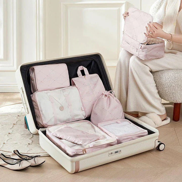 Premium Compact Packing Cubes with various compartments to organise clothes, shoes, and accessories for seamless travel