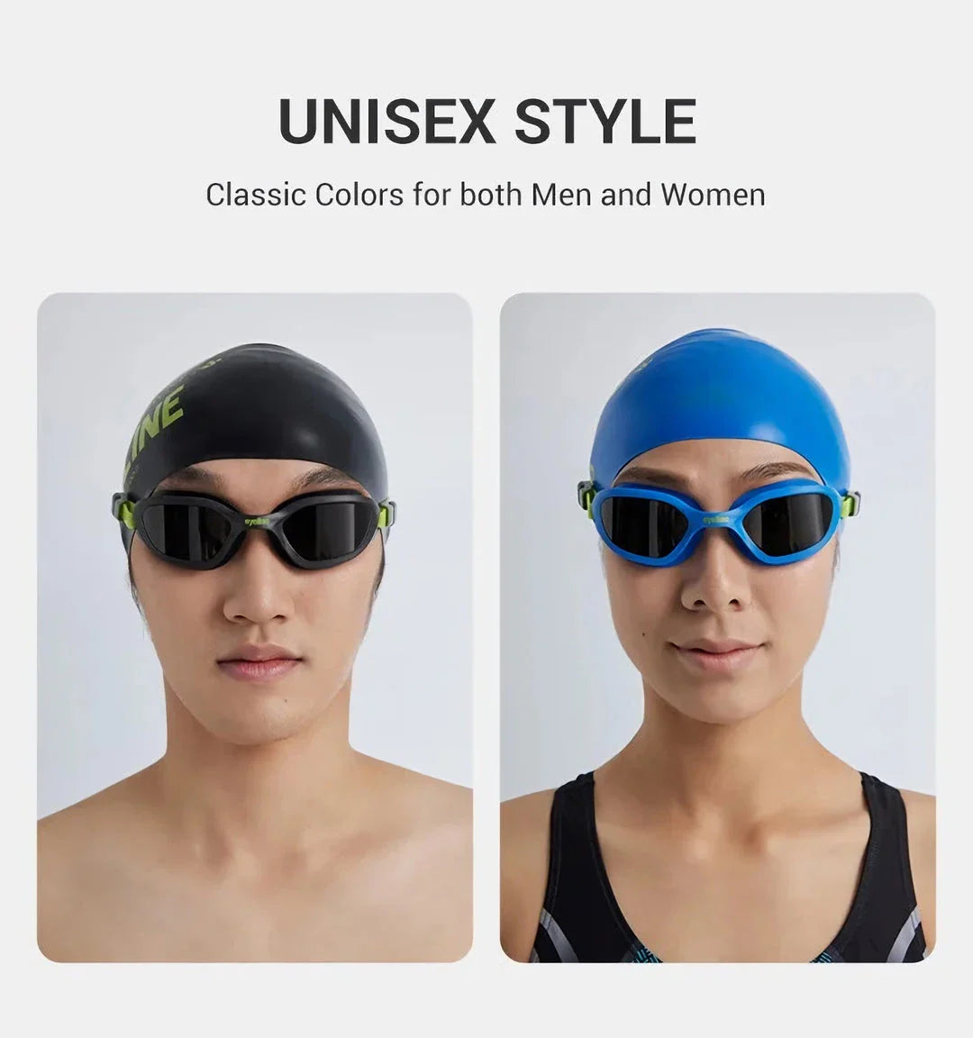 Premium anti-fog swimming goggles with wide-angle lens for clear underwater vision