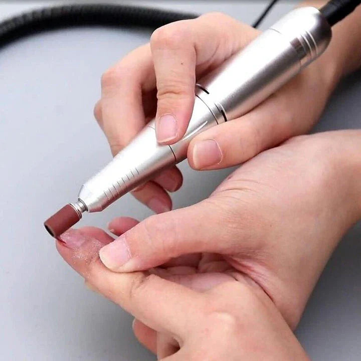 A high-speed 45,000RPM rechargeable electric nail drill with a LCD display for manicures and polishing