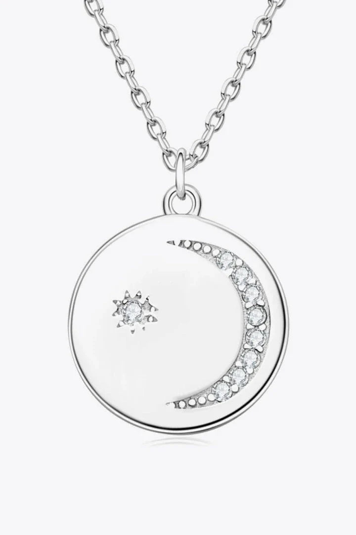 Moissanite Pendant Necklace with round center stone, 925 sterling silver, and 18k gold or platinum plating