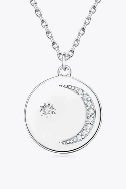 Moissanite Pendant Necklace with round center stone, 925 sterling silver, and 18k gold or platinum plating