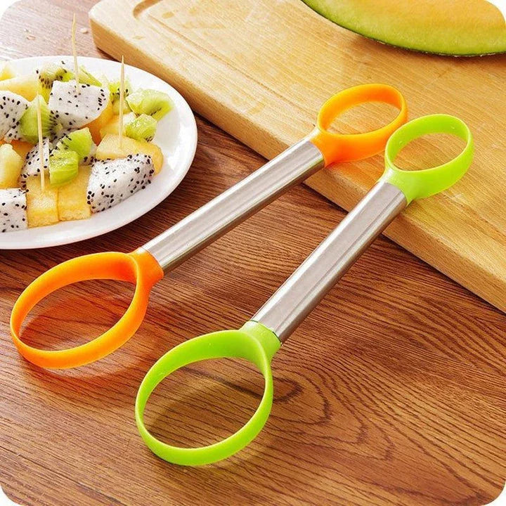 Set of stainless steel fruit carving tools with ergonomic handles for precise and creative fruit sculpting