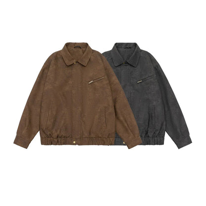Kiwi-inspired leather jacket with a relaxed, loose fit and classic design elements