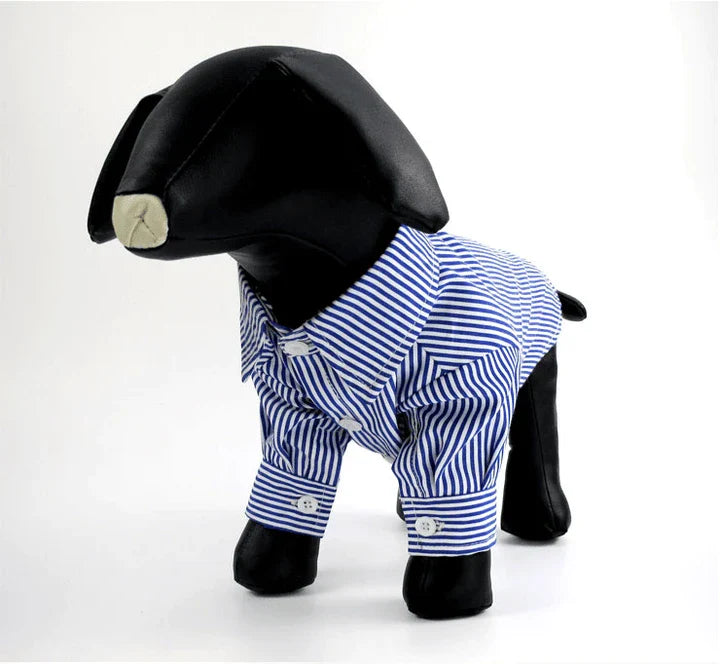 Comfortable and casual striped dog shirt made of soft, breathable Dacron fabric with easy button closure