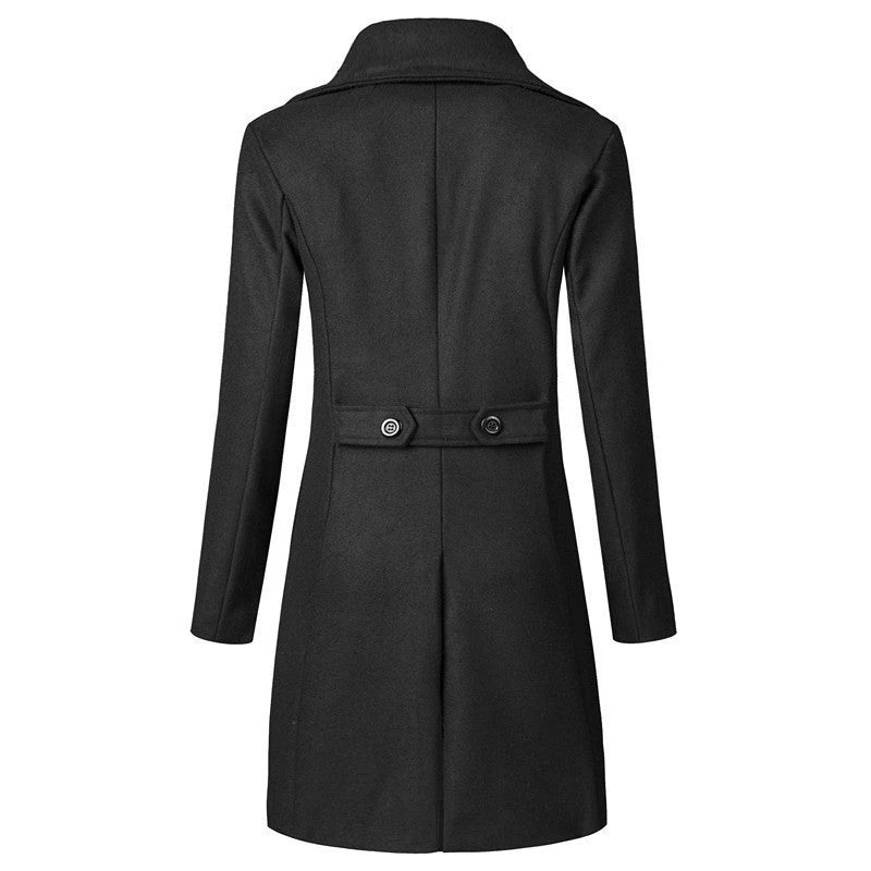 Premium wool mid-length trench coat with double-breasted design, perfect for plus-size figures in New Zealand