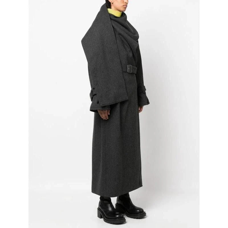 Stylish trench coat with scarf collar, made of cotton and polyester blend for warmth and comfort during Autumn/Winter seasons