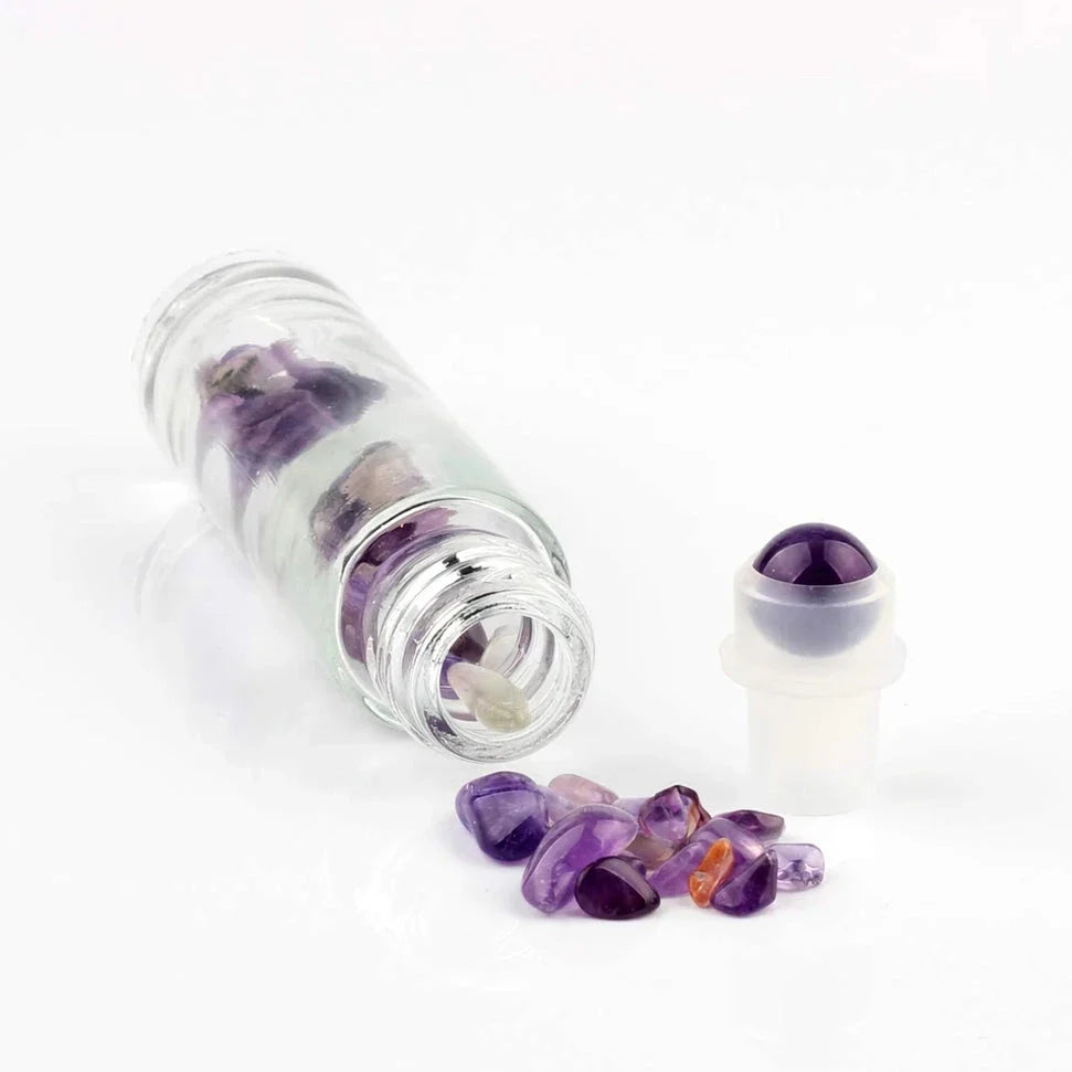 10ml Natural Gemstone Essential Oil Roller Bottles with Jade Rollers and Crystal Chips, Perfect for Kiwi Self-Care Routines