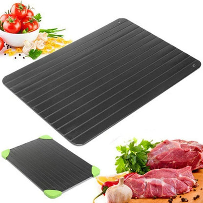 Premium aluminium defrosting tray with fast-acting surface technology to quickly thaw frozen foods for Kiwi kitchens