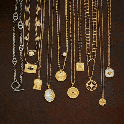 A minimalist, layered titanium steel necklace with an adjustable chain length and a 2 cm pendant, perfect for elevating your everyday style.