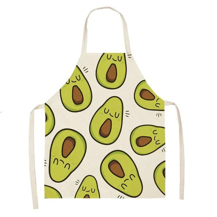 Avocado printed kitchen bib made from high-quality cotton, providing excellent protection and Kiwi-inspired style for Kiwi cooks and entertainers.