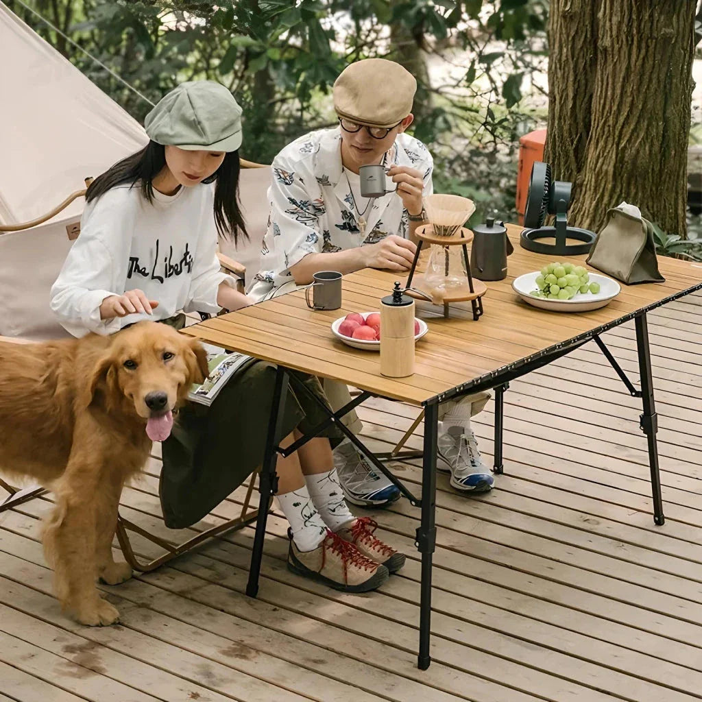 Portable Folding Aluminum Camping Table with Adjustable Height and Spacious Surface for Outdoor Activities in New Zealand