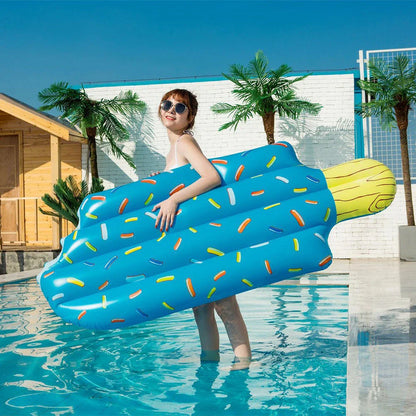 Deluxe Ice Cream Swim Float - A vibrant, dual-coloured inflatable pool float resembling a delicious ice cream treat