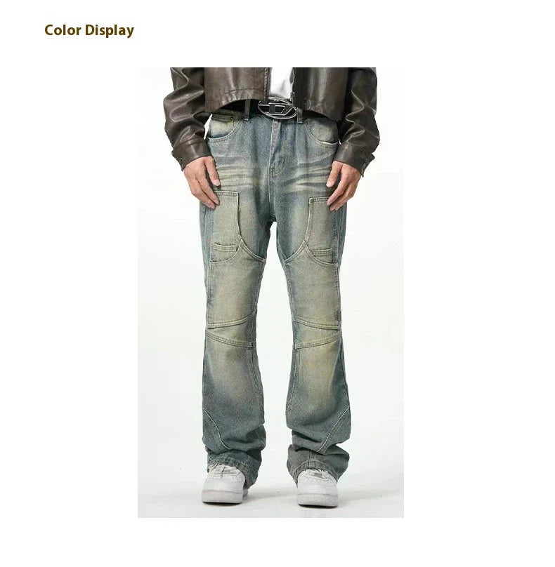 Relaxed, straight leg casual denim jeans with a distressed finish, made from premium New Zealand cotton