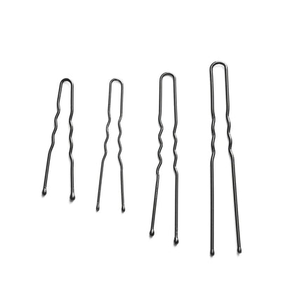 50-pack of black plated U-shaped hairpins for Kiwi hairstyles