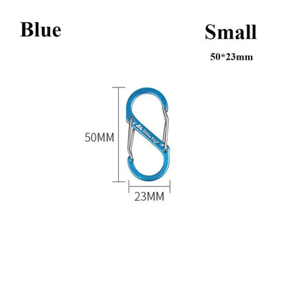 Sturdy and Secure S-Type Carabiner in various colors, a multi-purpose mini keychain hook with anti-theft features for Kiwi adventurers and everyday users