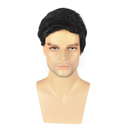 Stylish, short, and fluffy curly hair wig for Kiwi men, featuring adjustable fit and durable construction.