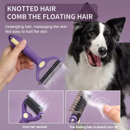 Versatile 2-in-1 Pet Grooming Brush & Deshedding Tool for Dogs, Cats, and Horses with Thick or Fine Coats