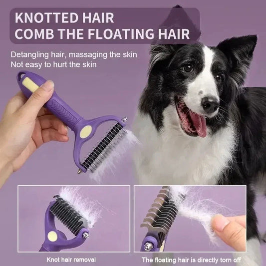 Versatile 2-in-1 Pet Grooming Brush & Deshedding Tool for Dogs, Cats, and Horses with Thick or Fine Coats