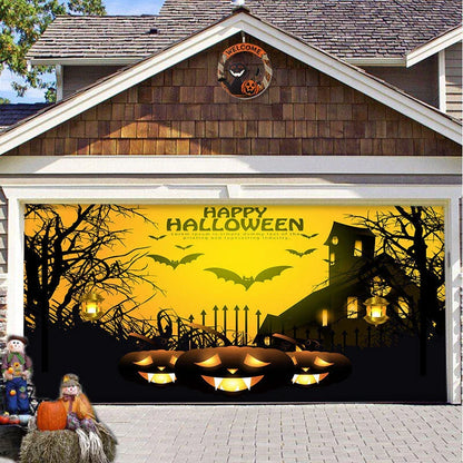 Halloween Hanging Cloth Garage Door Backdrop in abstract geometric pattern