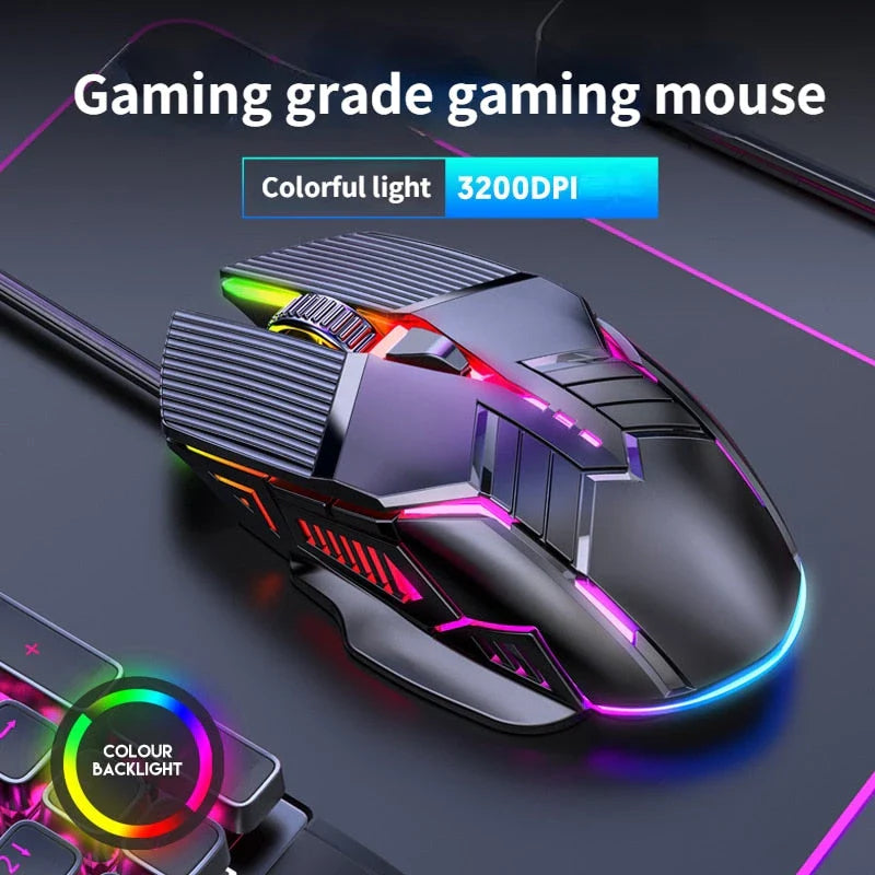 Ergonomic RGB Wired Gaming Mouse with adjustable DPI, comfortable design, and vibrant backlighting for immersive gaming sessions