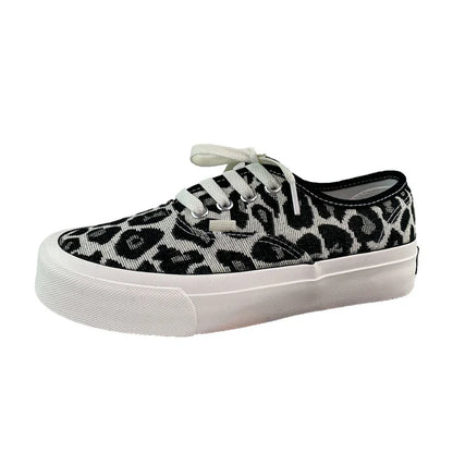 Stylish leopard print sneakers with a canvas upper and beef tendon sole, designed for the active Kiwi lifestyle.