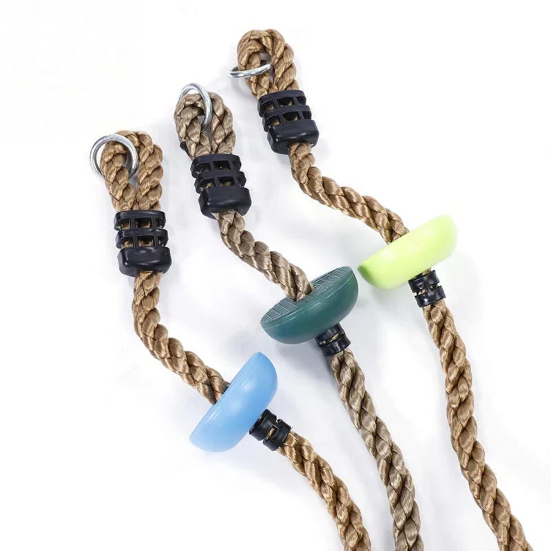 A kids outdoor climbing rope swing made from safe, durable materials in vibrant colors for active Kiwi children to enjoy