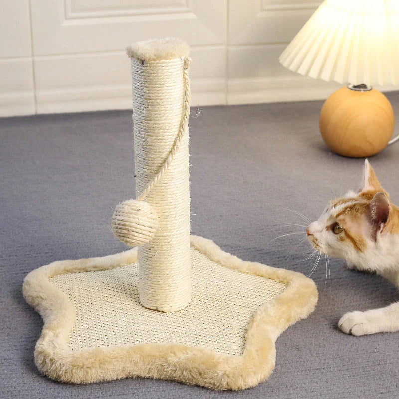 Compact cat scratching post with sisal rope and soft carpet base, perfect for New Zealand homes