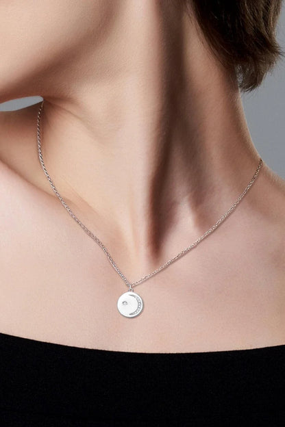 Moissanite Pendant Necklace with round center stone, 925 sterling silver, and 18k gold or platinum plating