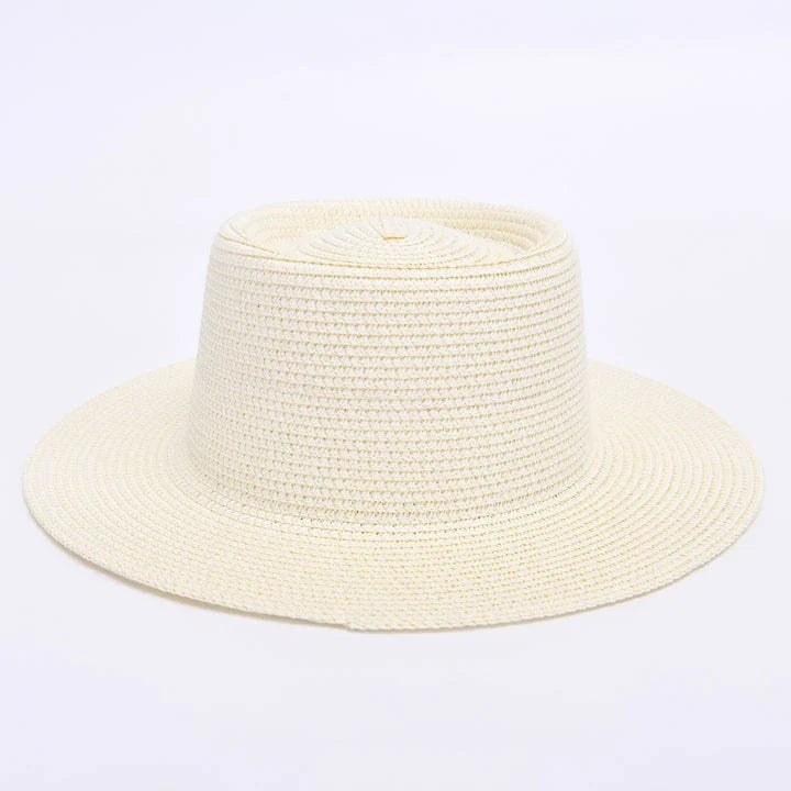 Elegant ladies' summer beach sun hat with wide brim, designed for sun protection and style in New Zealand