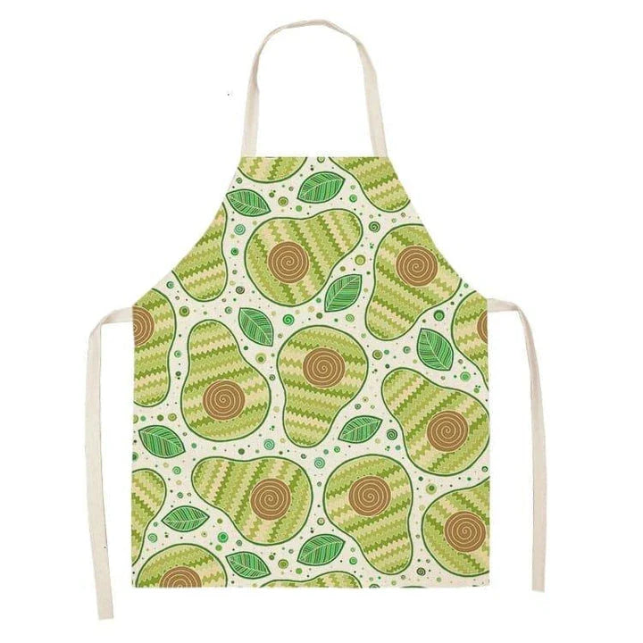 Avocado printed kitchen bib made from high-quality cotton, providing excellent protection and Kiwi-inspired style for Kiwi cooks and entertainers.