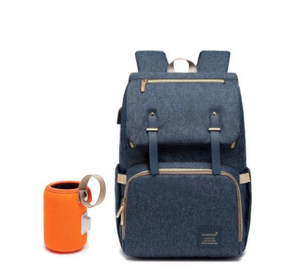 Versatile mum's backpack with pink color, featuring side pockets, zippered compartments, and stroller attachment hooks