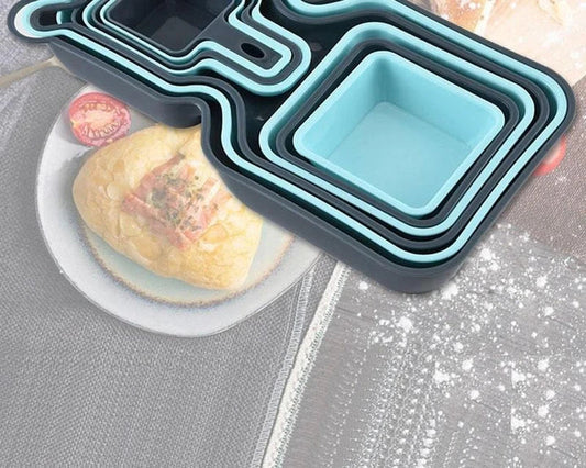 10-piece blue-grey mixing bowl and plate set for versatile kitchen use