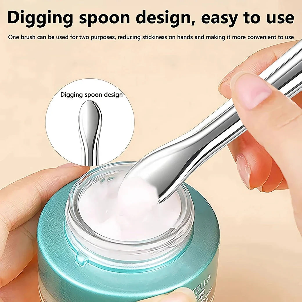 A soft, flexible silicone makeup and mask brush with a durable plastic handle, perfect for precise, mess-free application of facial products.