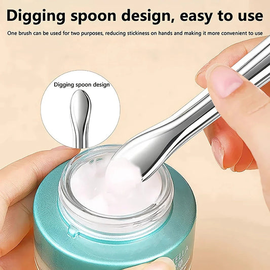 A soft, flexible silicone makeup and mask brush with a durable plastic handle, perfect for precise, mess-free application of facial products.