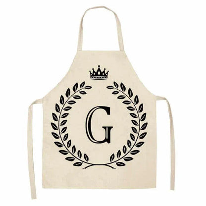 A crown and letter printed kitchen apron made of high-quality cotton and linen, suitable for both men and women in New Zealand kitchens.