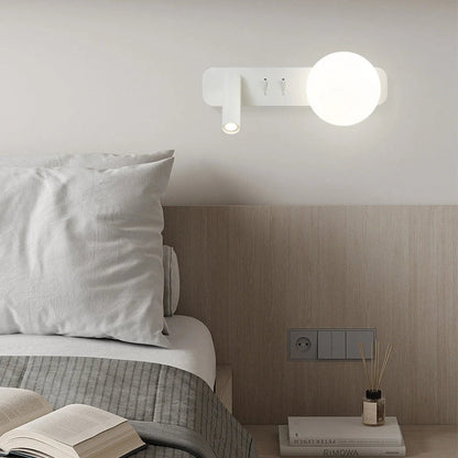 Stylish and adjustable glass wall lamp with a black shade, suitable for bedrooms and hotels