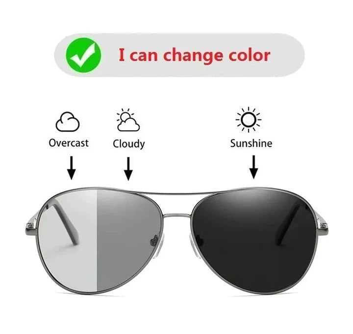 Versatile photochromic aviator sunglasses with polarized lenses, anti-reflective coating, and a lightweight alloy frame for Kiwis