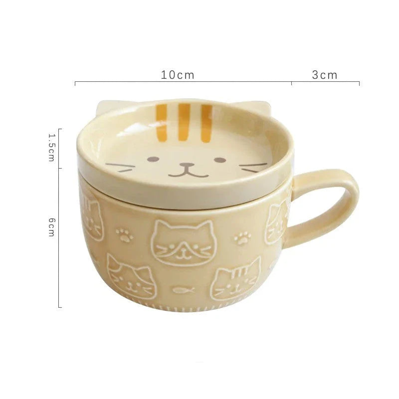 Cartoon Animal Coffee Mug with a charming cat design, perfect for enjoying hot drinks like coffee, tea, or hot chocolate in the mornings.