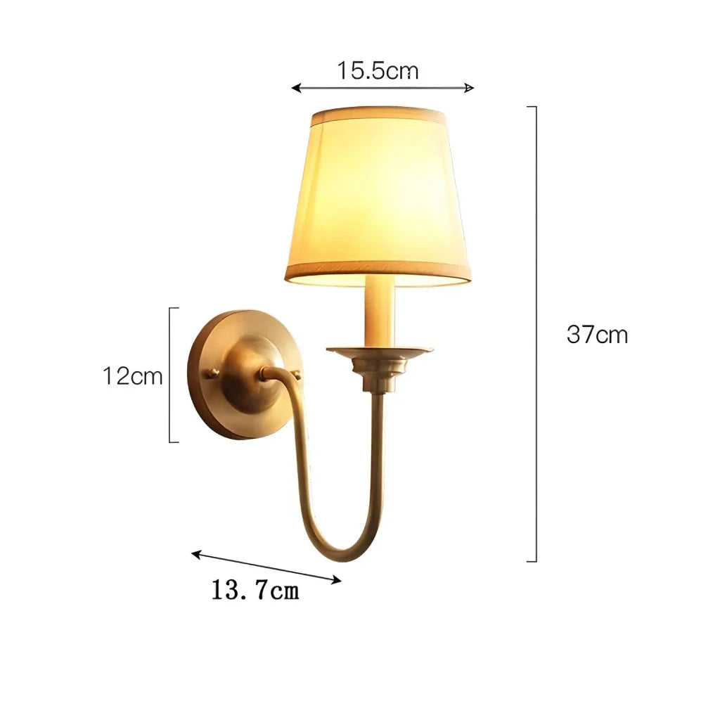 Elegant copper wall lamp with a luxurious fabric shade, providing warm and ambient lighting for Kiwi homes